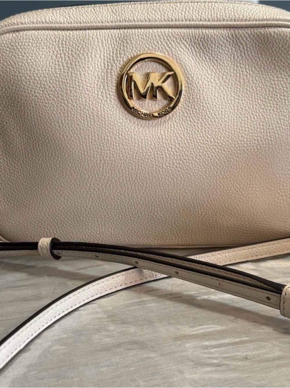Michael Kors Cream Crossbody Bag with Gold Logo